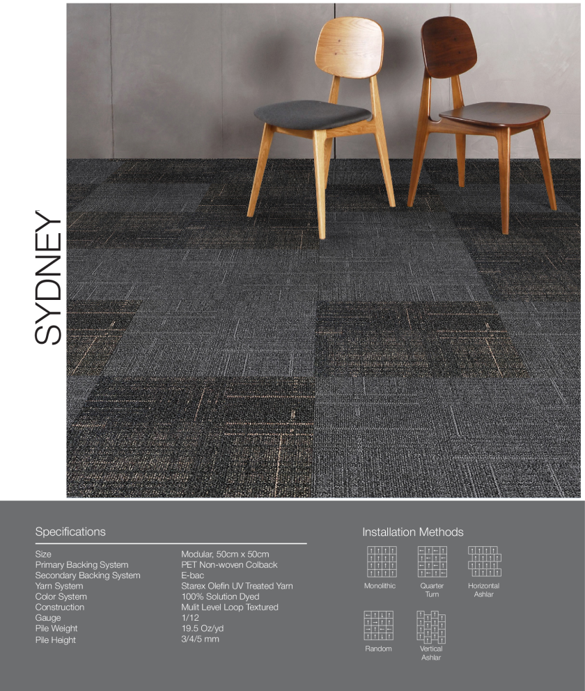 Thảm tấm Sydney Chacoal Grey